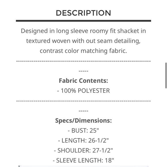 POL Boutique Designed in long sleeve roomy fit shacket in textured woven - Picture 6 of 6